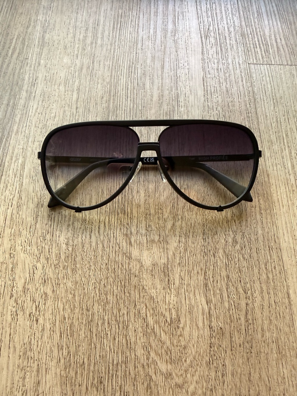 quay australia high profile matte black aviator statement sunglasses eyewear NEW